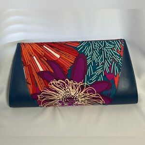 NWOT PINEDA COVALIN Blue/Purple/Orange Flower Clutch